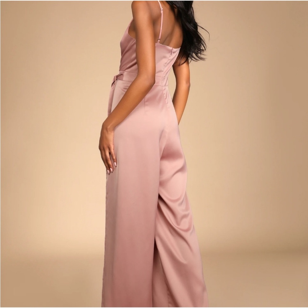 NEW Lulus Classy Night Out Mauve Satin Jumpsuit - Picture 3 of 9